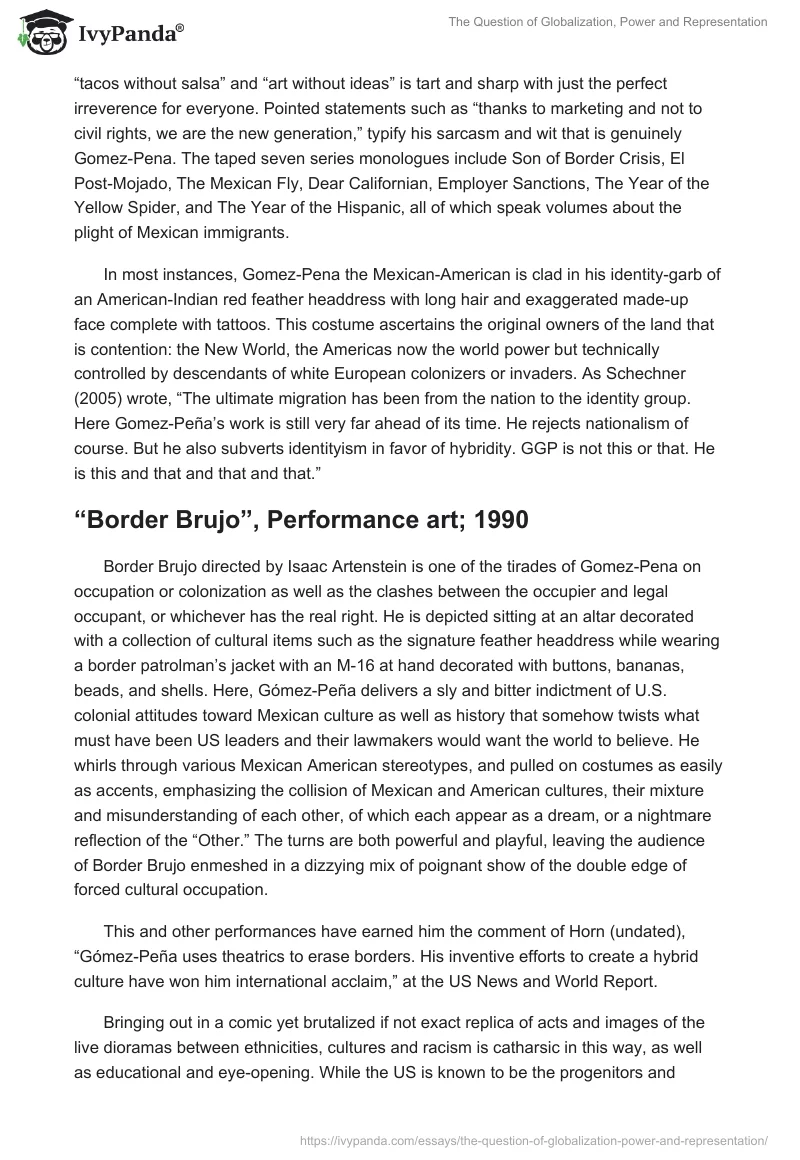 The Question of Globalization, Power and Representation. Page 2