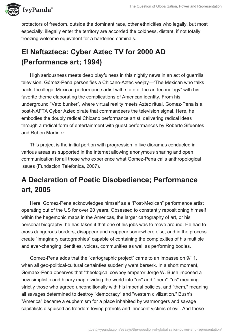 The Question of Globalization, Power and Representation. Page 3