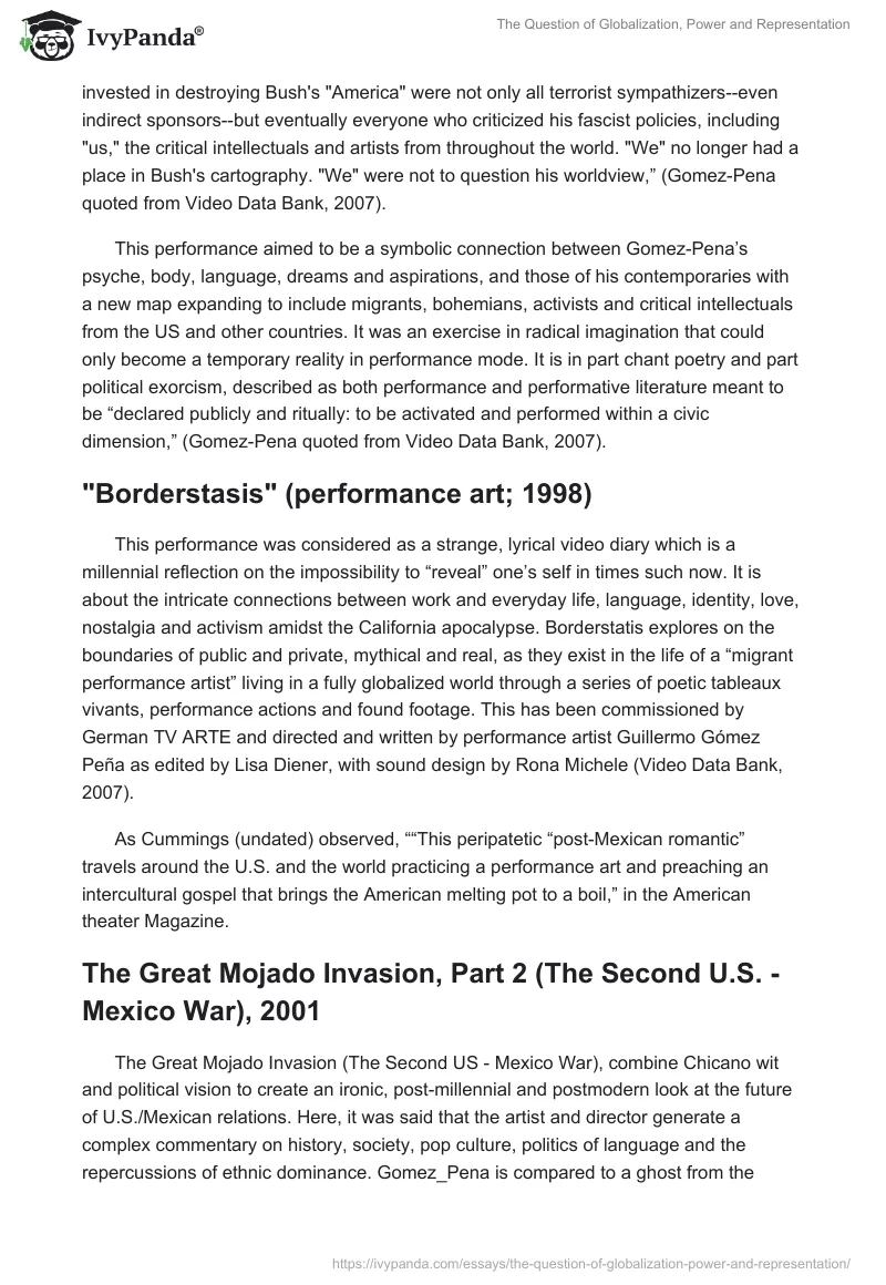 The Question of Globalization, Power and Representation. Page 4