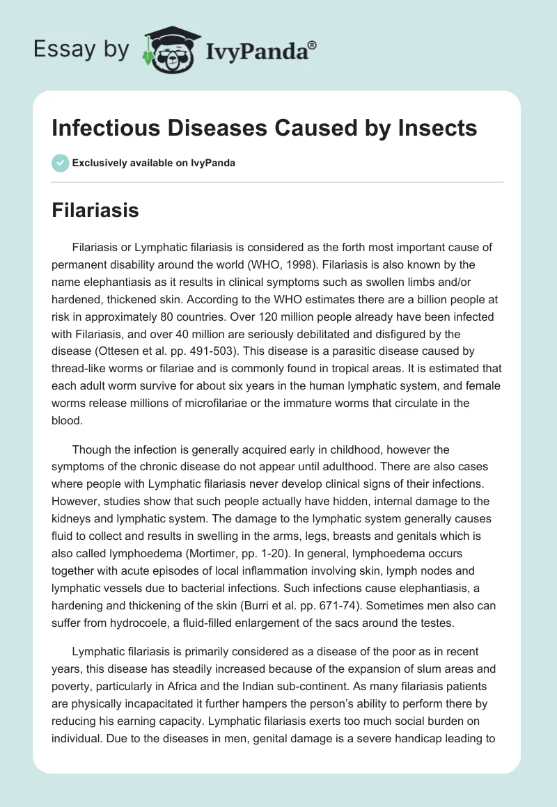 Infectious Diseases Caused by Insects. Page 1