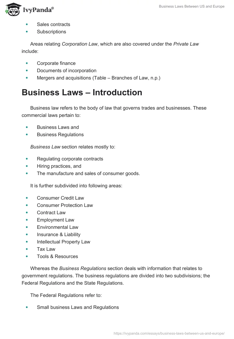 Business Laws Between US and Europe. Page 2