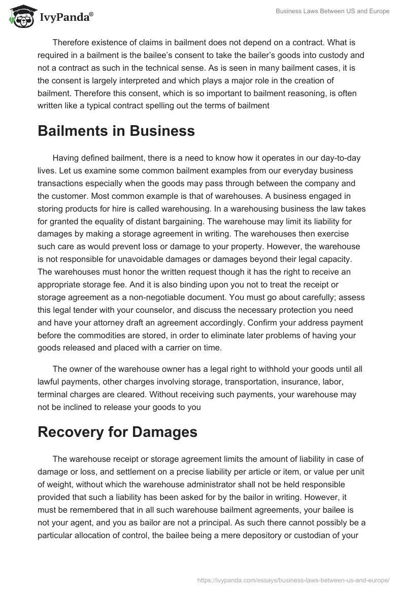 Business Laws Between US and Europe. Page 4