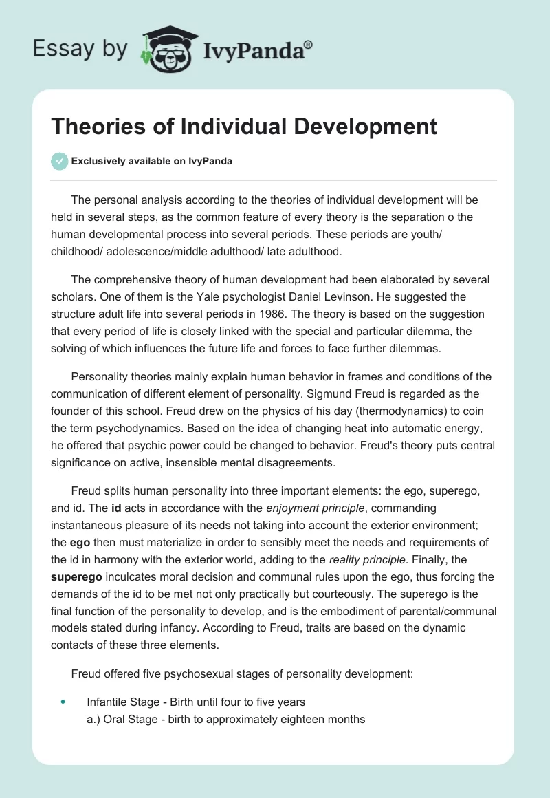 Theories of Individual Development. Page 1
