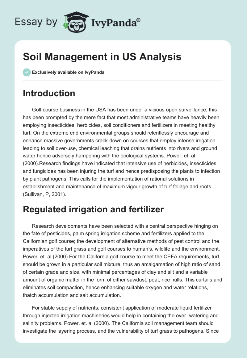 Soil Management in US Analysis. Page 1
