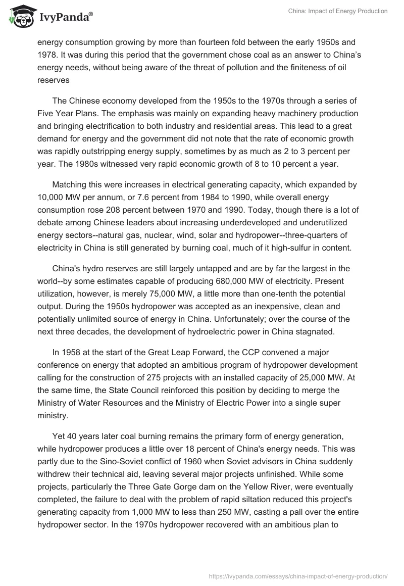 China: Impact of Energy Production. Page 2