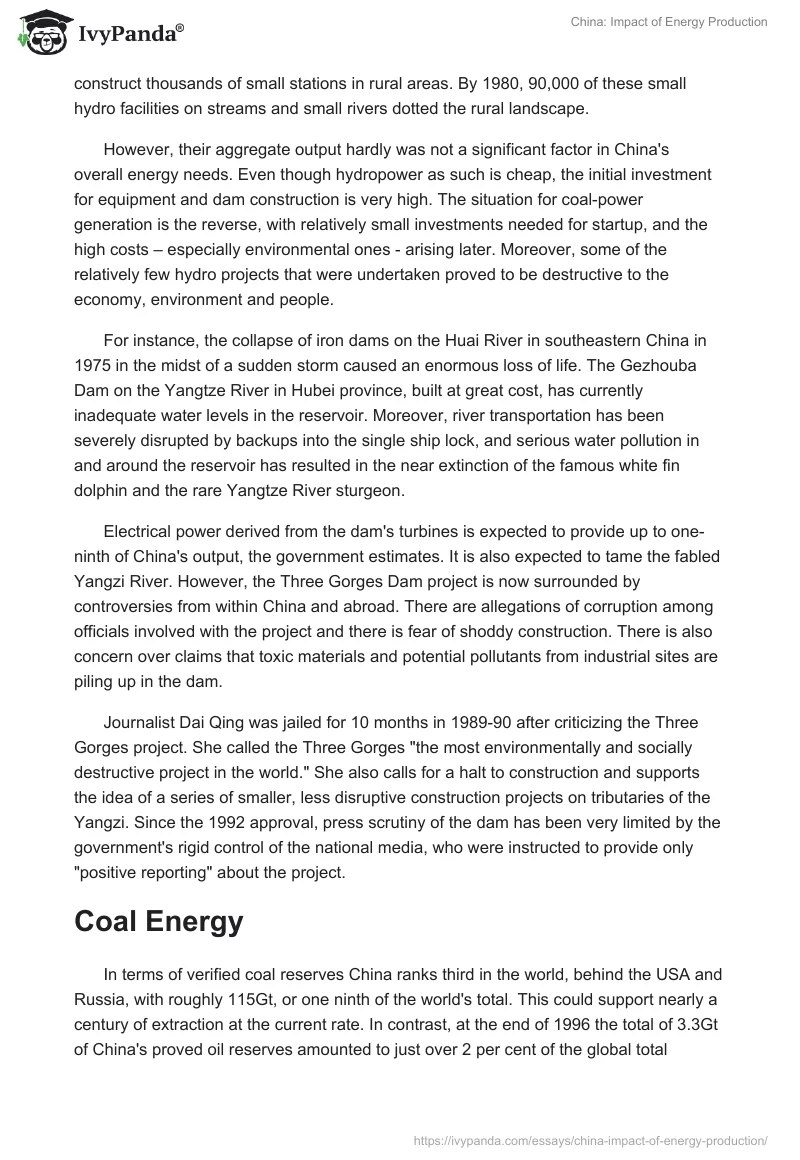 China: Impact of Energy Production. Page 3
