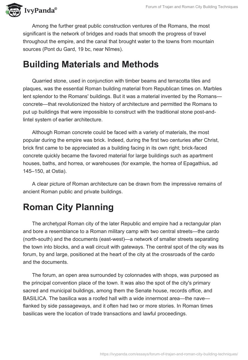 Forum of Trajan and Roman City Building Techniques. Page 2