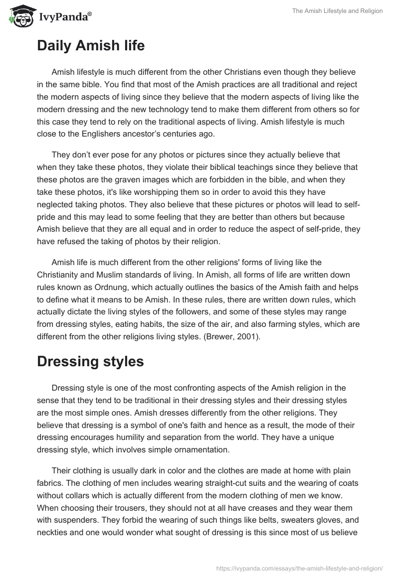 The Amish Lifestyle and Religion. Page 2