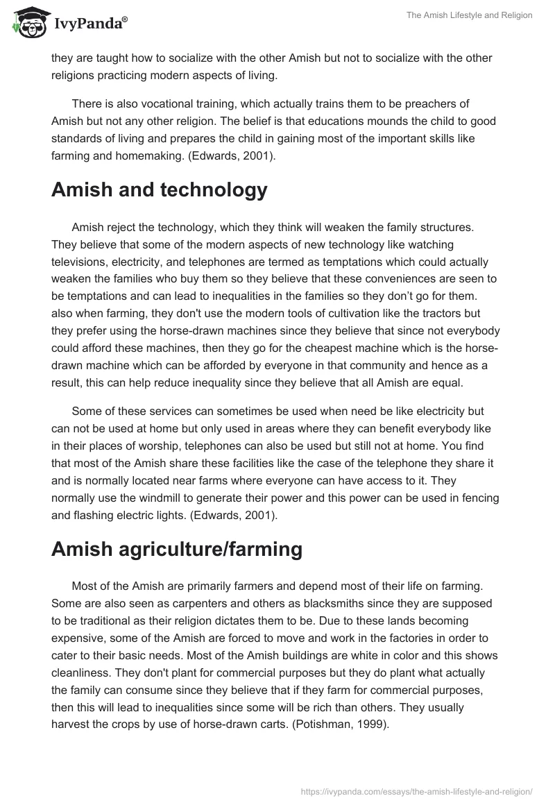 The Amish Lifestyle and Religion. Page 4