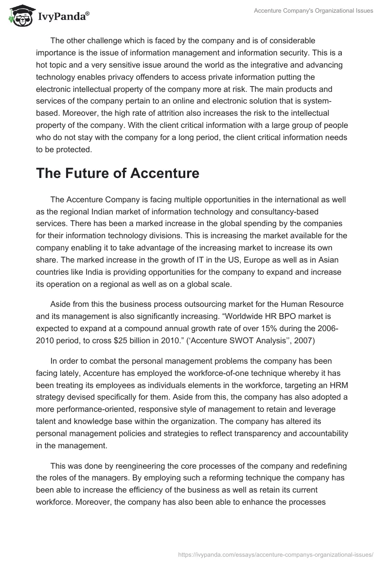 Accenture Company's Organizational Issues. Page 3