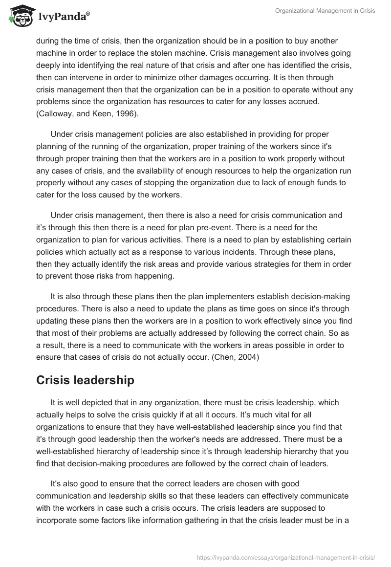 Organizational Management in Crisis. Page 4