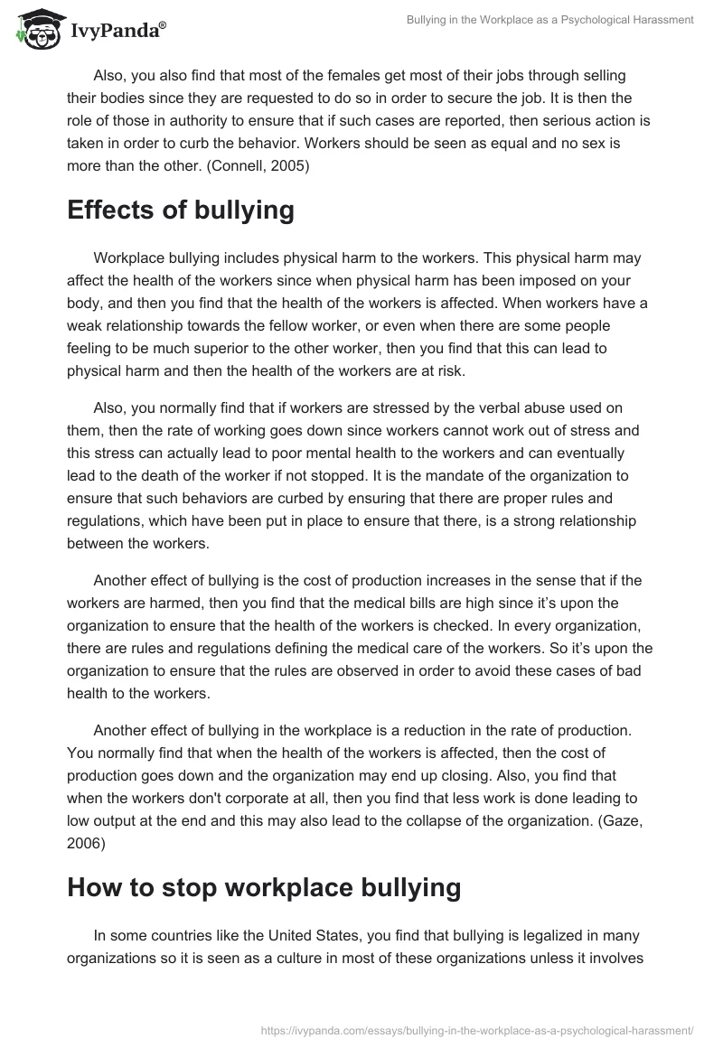 Bullying in the Workplace as a Psychological Harassment. Page 4