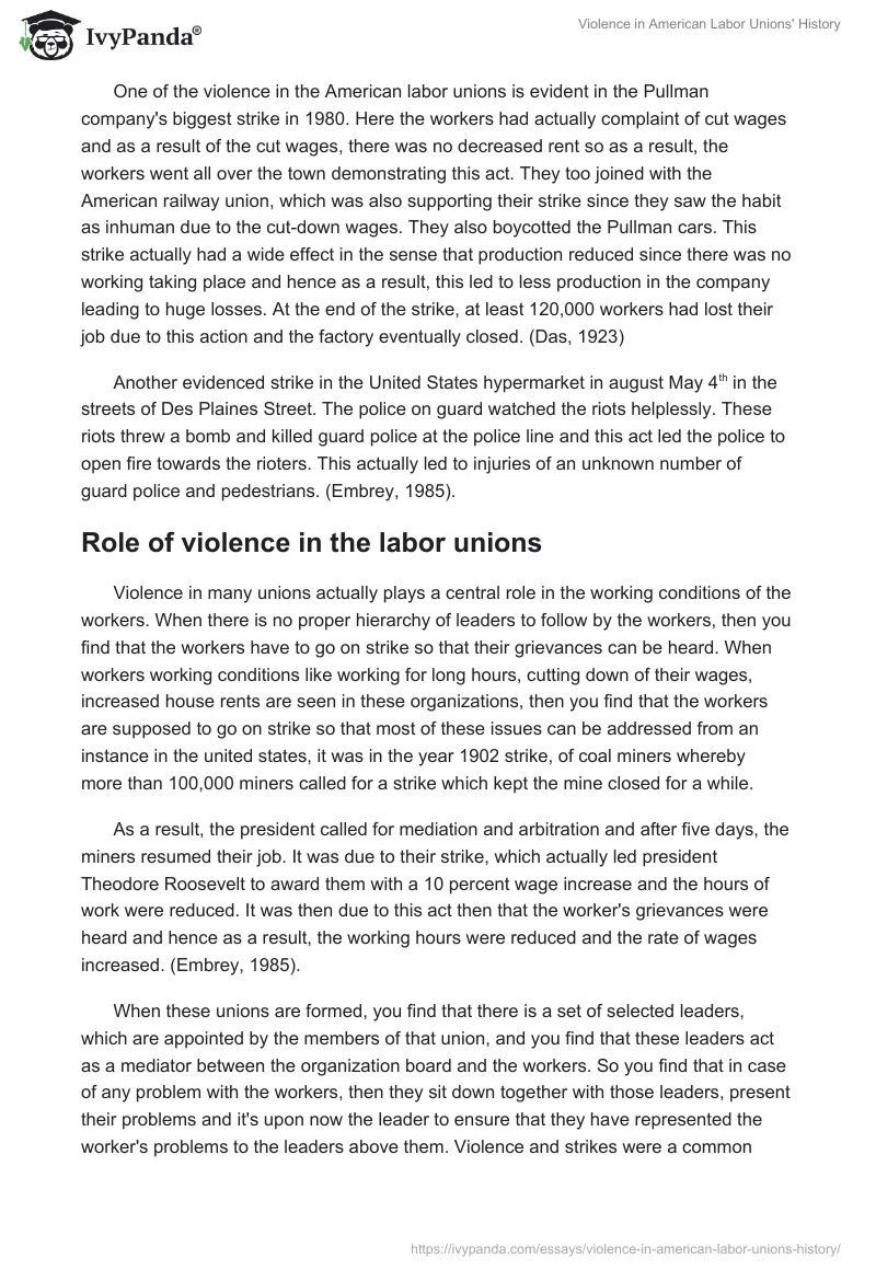 Violence in American Labor Unions' History. Page 3