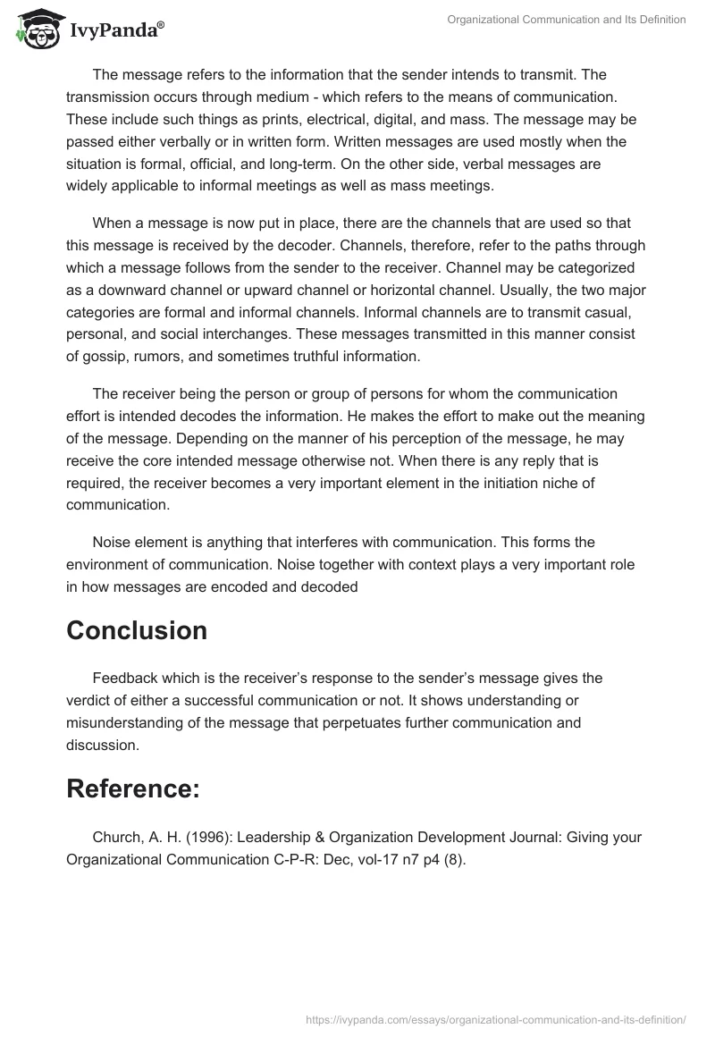 Organizational Communication and Its Definition. Page 2