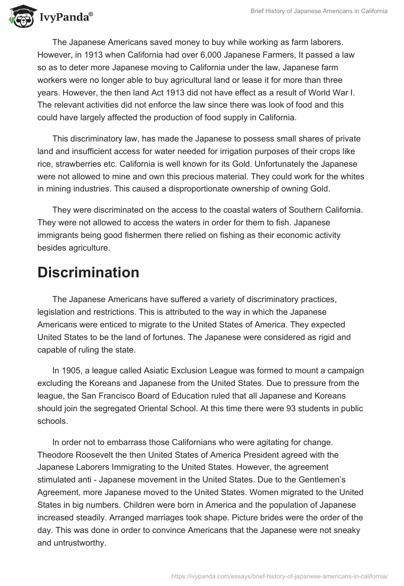 Brief History of Japanese Americans in California. Page 5