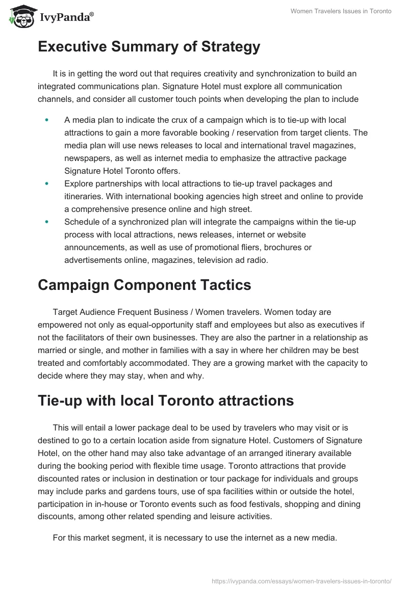 Women Travelers Issues in Toronto. Page 3