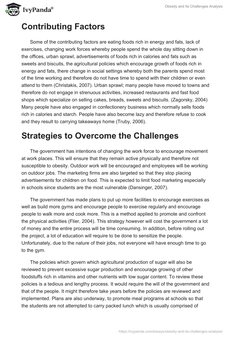 Obesity and Its Challenges Analysis. Page 2