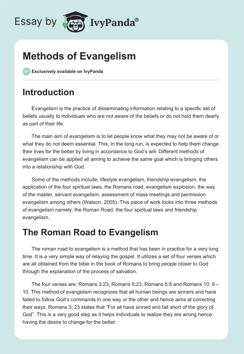 Methods of Evangelism. Page 1