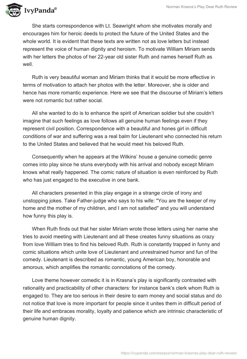 Norman Krasna’s Play "Dear Ruth" Review. Page 2
