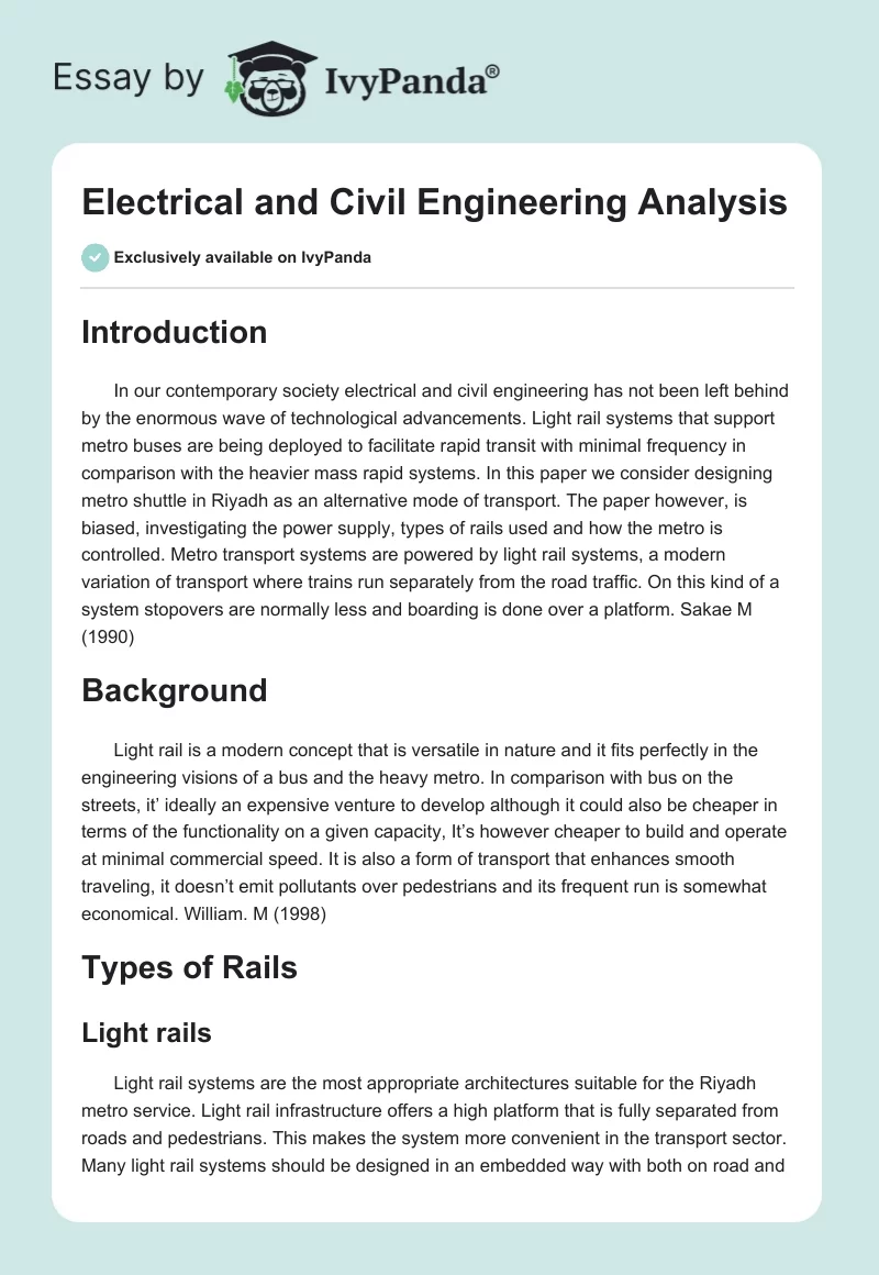 Electrical and Civil Engineering Analysis. Page 1