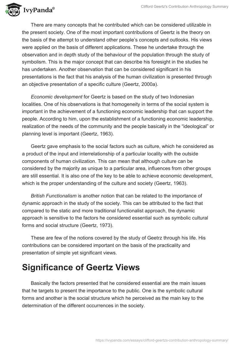 Clifford Geertz's Contribution Anthropology Summary. Page 2