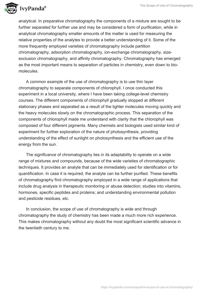 The Scope of Use of Chromatography. Page 2