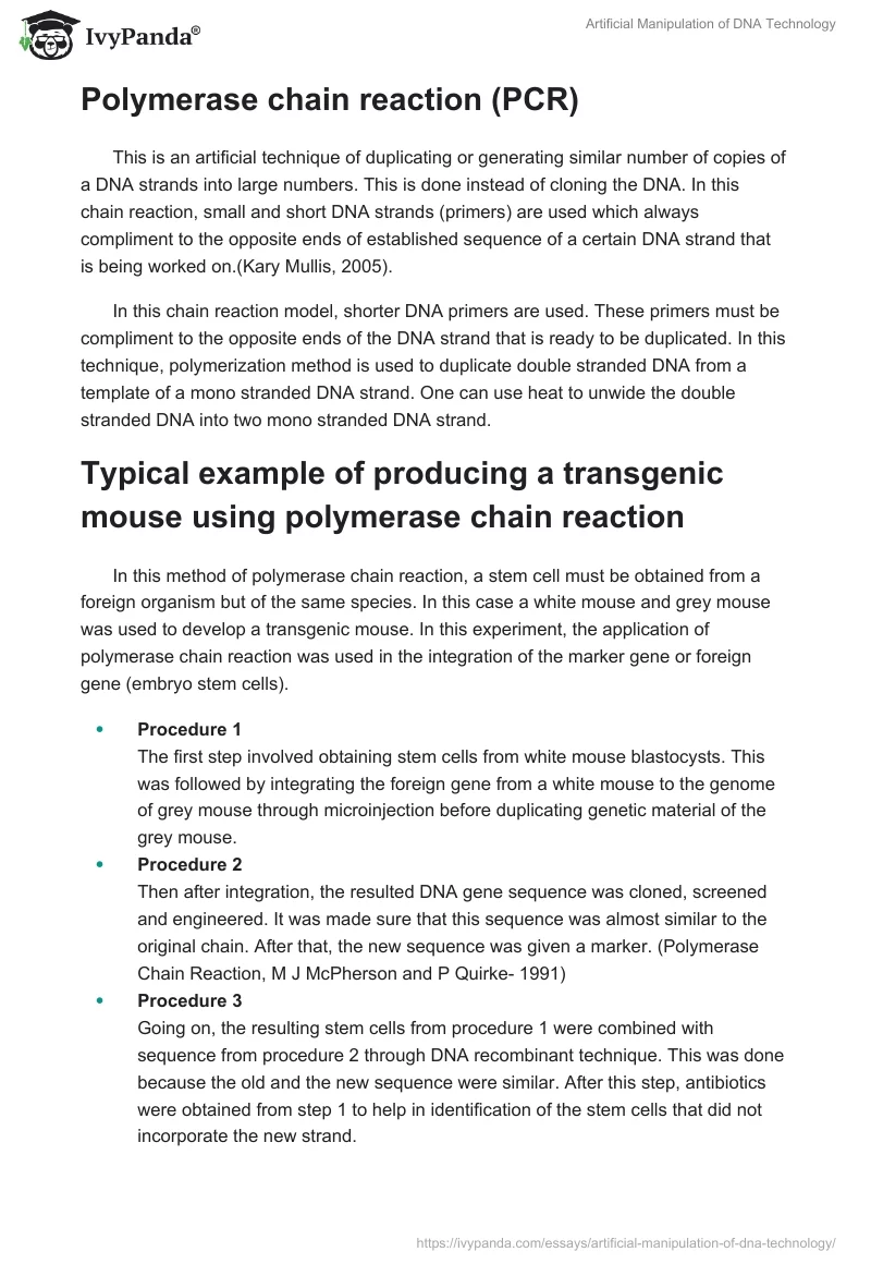 Artificial Manipulation of DNA Technology. Page 4