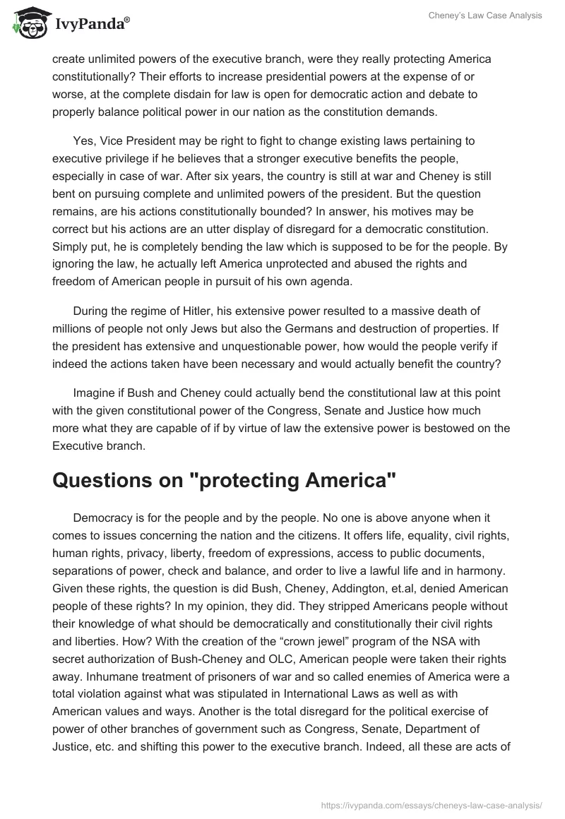 Cheney’s Law Case Analysis. Page 5