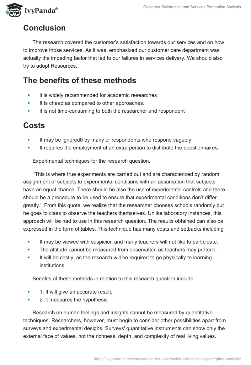 Customer Satisfaction and Services Perception Analysis. Page 4