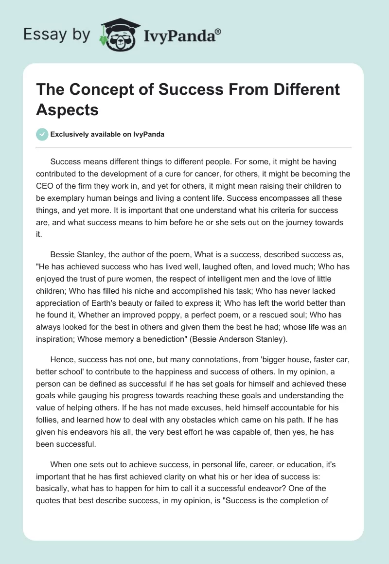The Concept of Success From Different Aspects. Page 1