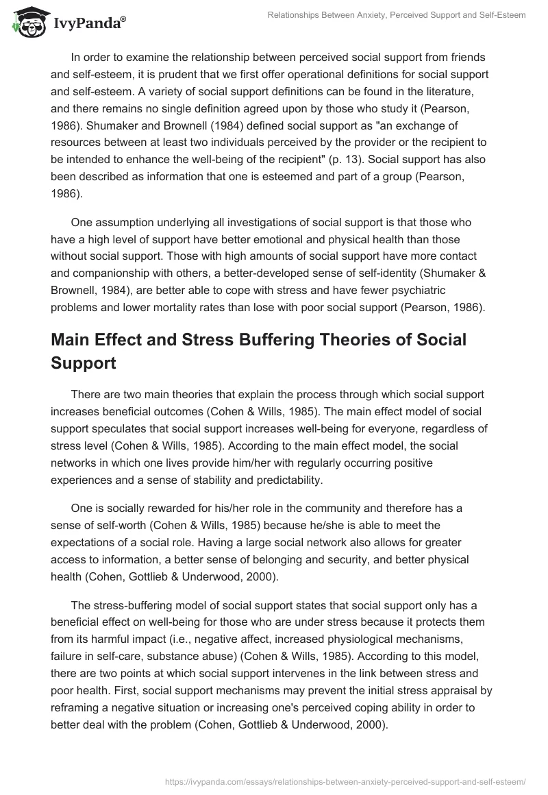 Relationships Between Anxiety, Perceived Support and Self-Esteem. Page 2