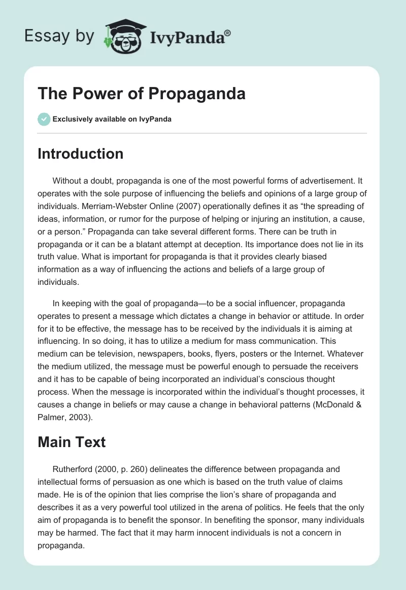 The Power of Propaganda. Page 1