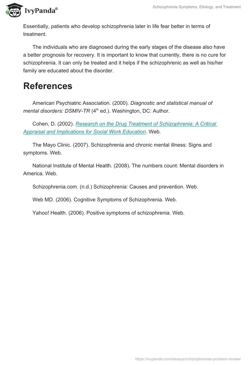 Schizophrenia Symptoms, Etiology, and Treatment. Page 3