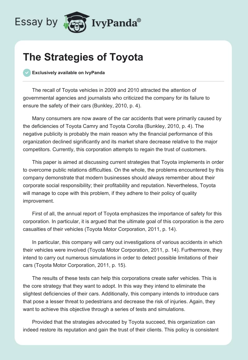 The Strategies of Toyota. Page 1
