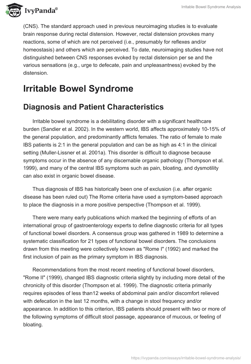 Irritable Bowel Syndrome Analysis. Page 2