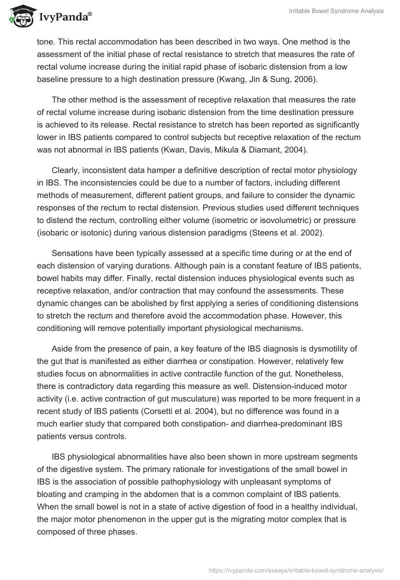 Irritable Bowel Syndrome Analysis. Page 4