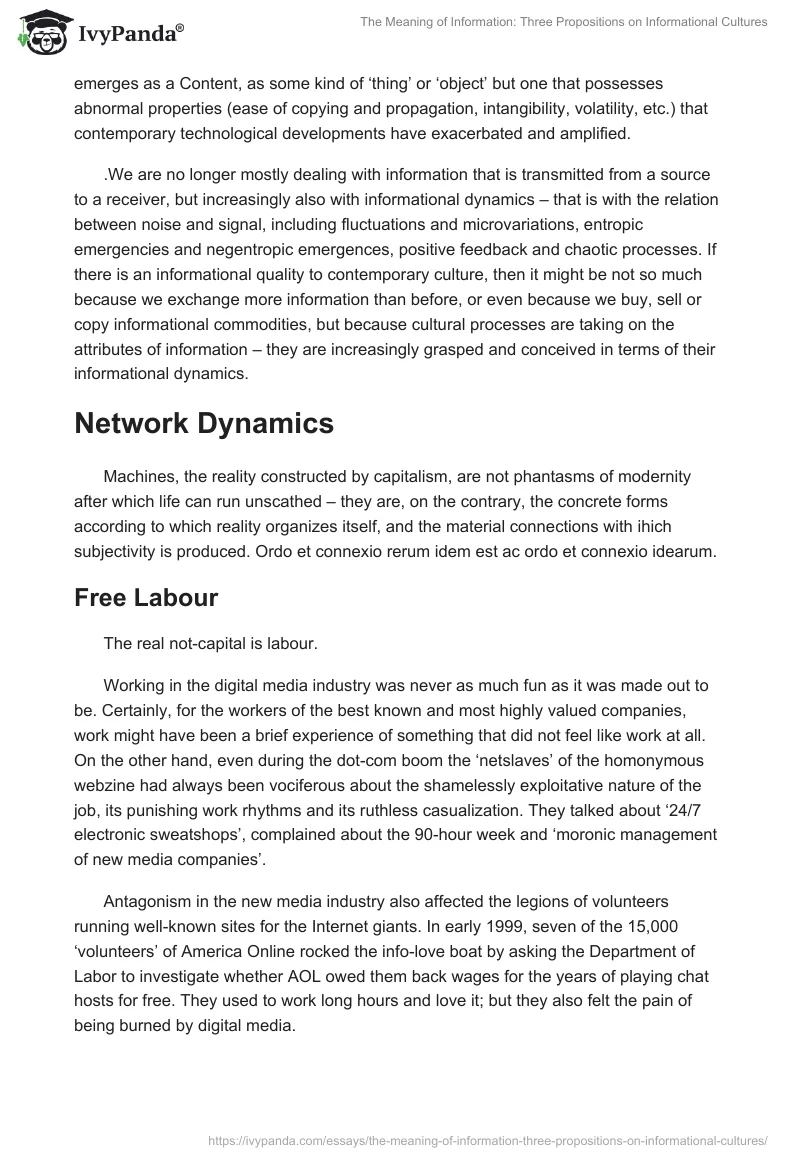 The Meaning of Information: Three Propositions on Informational Cultures. Page 2