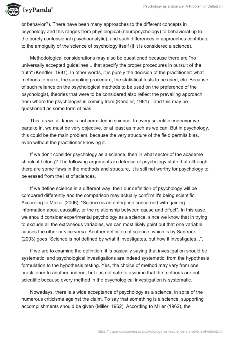 Psychology as a Science: A Problem of Definition. Page 3