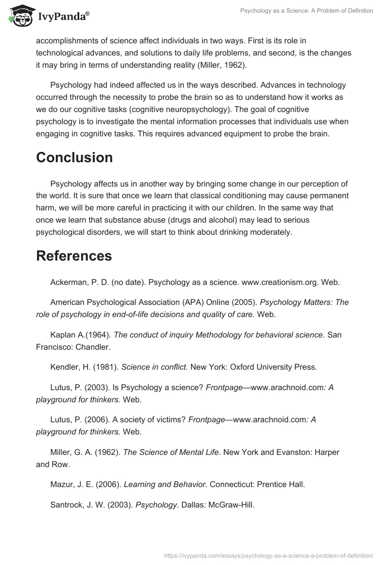 Psychology as a Science: A Problem of Definition. Page 4
