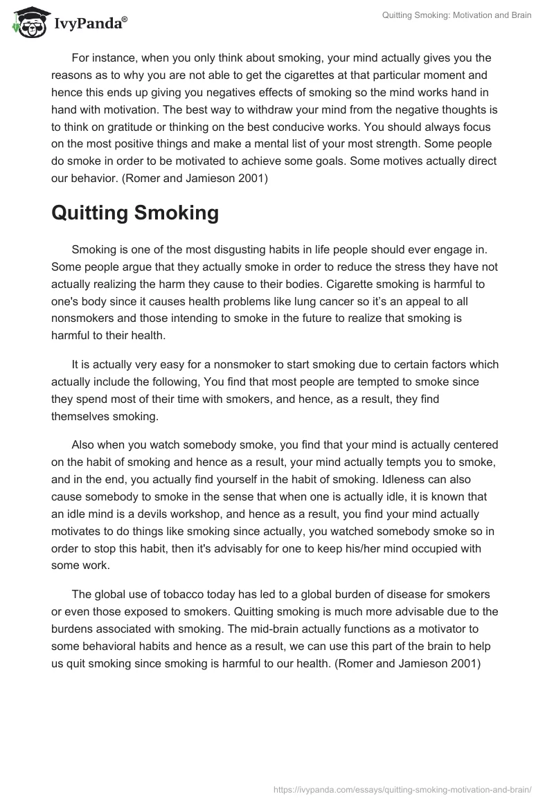 Quitting Smoking: Motivation and Brain. Page 2