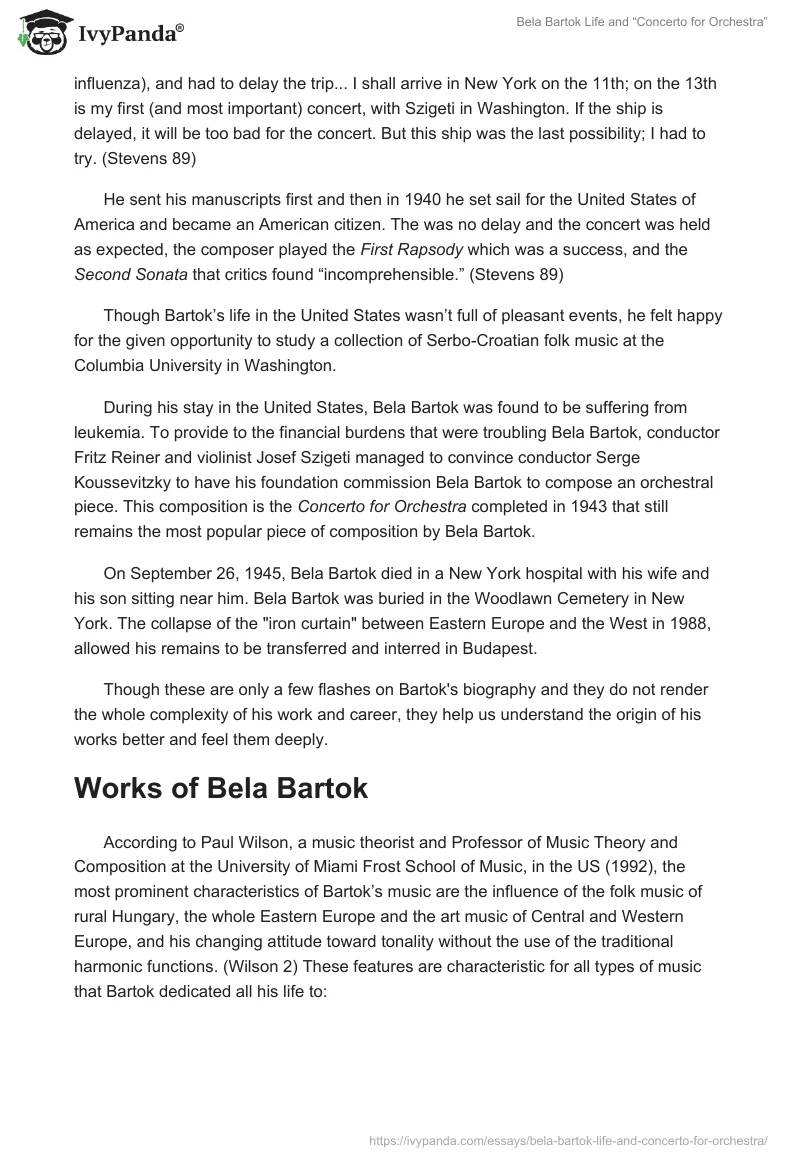 Bela Bartok Life and “Concerto for Orchestra”. Page 5