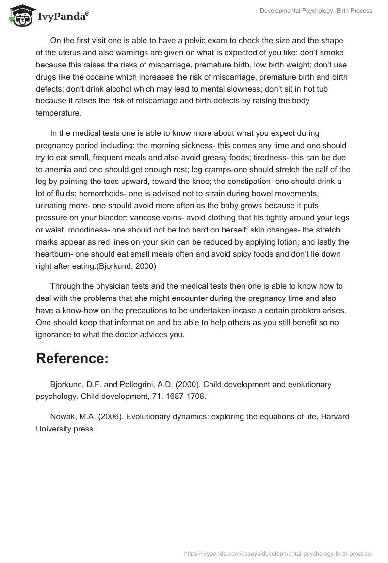 Developmental Psychology. Birth Process. Page 2