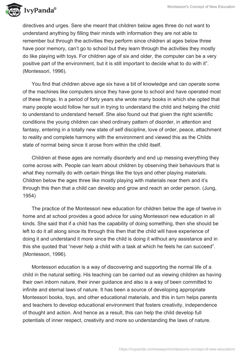 Montessori's Concept of New Education. Page 2