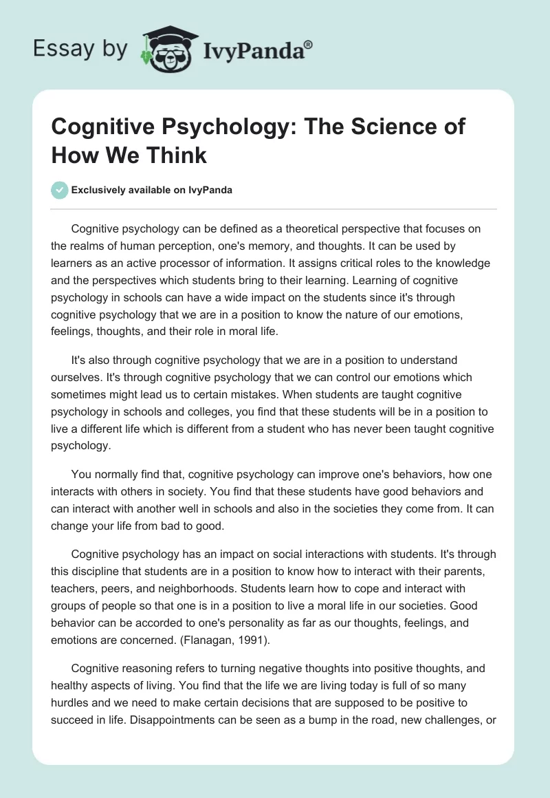 Cognitive Psychology: The Science of How We Think. Page 1