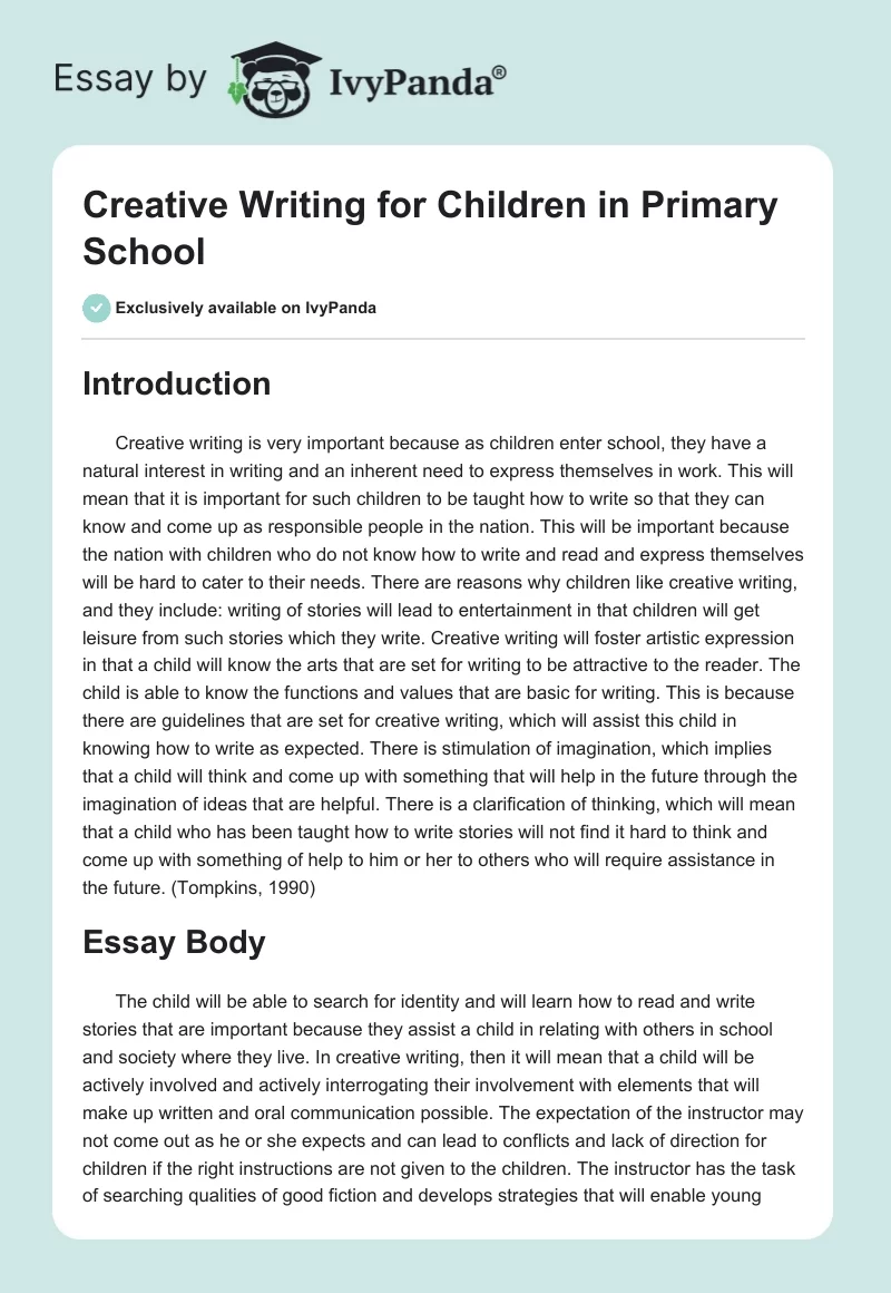 Creative Writing for Children in Primary School. Page 1