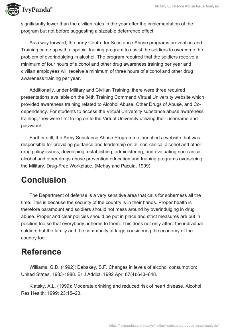 Military Substance Abuse Issue Analysis. Page 3
