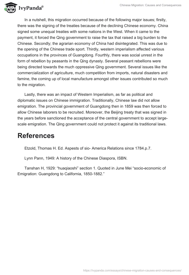 Chinese Migration: Causes and Consequences. Page 3