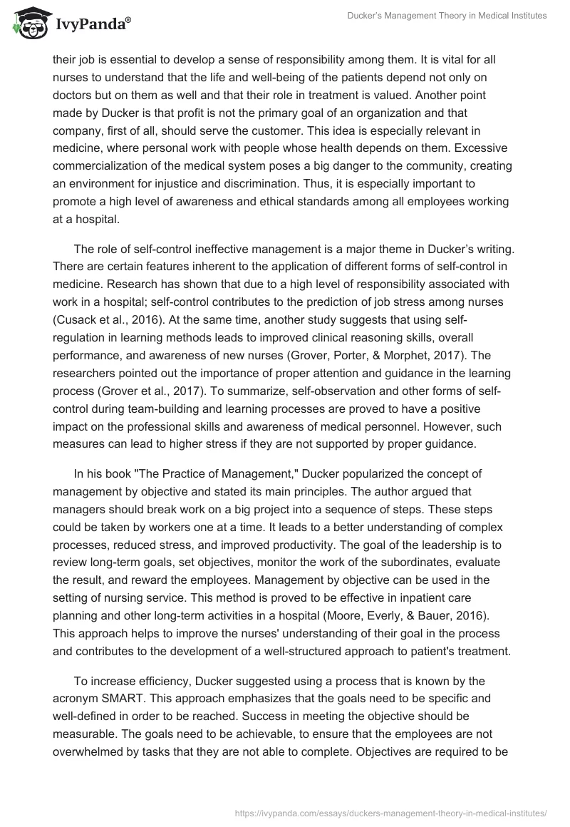 Ducker’s Management Theory in Medical Institutes. Page 2