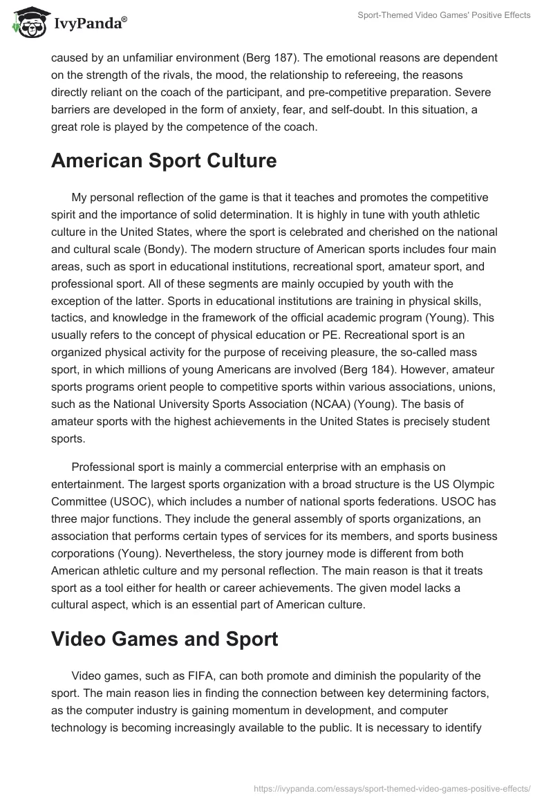 Sport-Themed Video Games' Positive Effects. Page 2