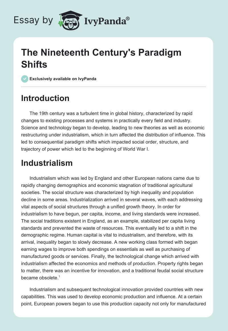 The Nineteenth Century's Paradigm Shifts. Page 1
